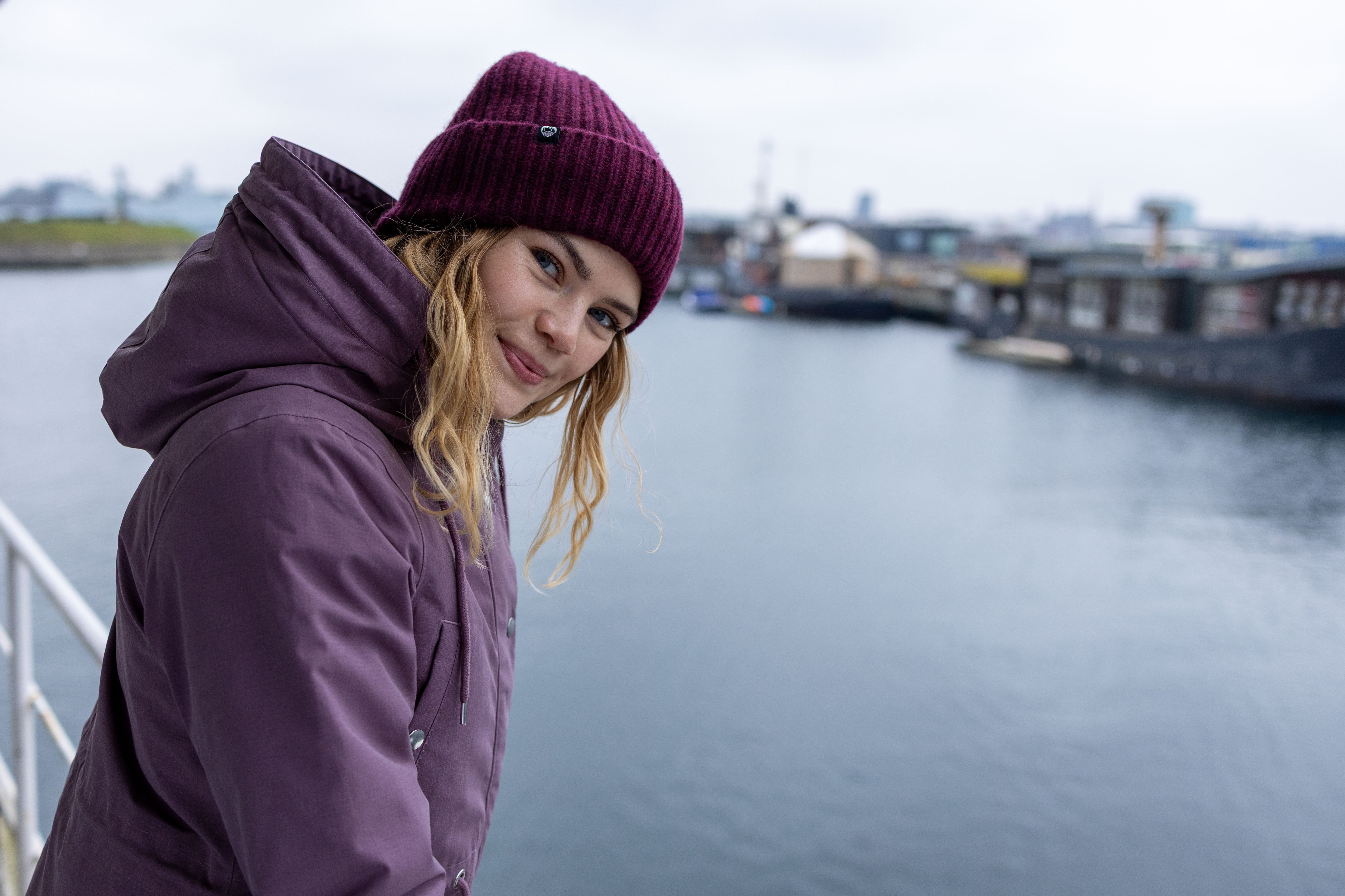 Danefae Winter Regenparka Dames Danenora Grey Plum model capuchon