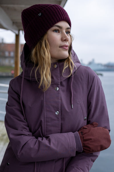 Danefae Winter Regenparka Dames Danenora Grey Plum model detail