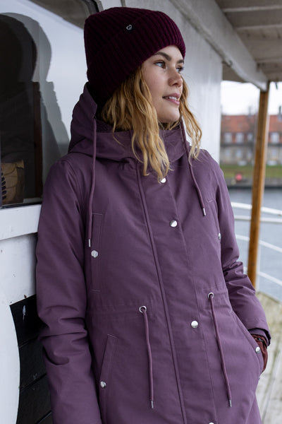 Danefae Winter Regenparka Dames Danenora Grey Plum model detail1