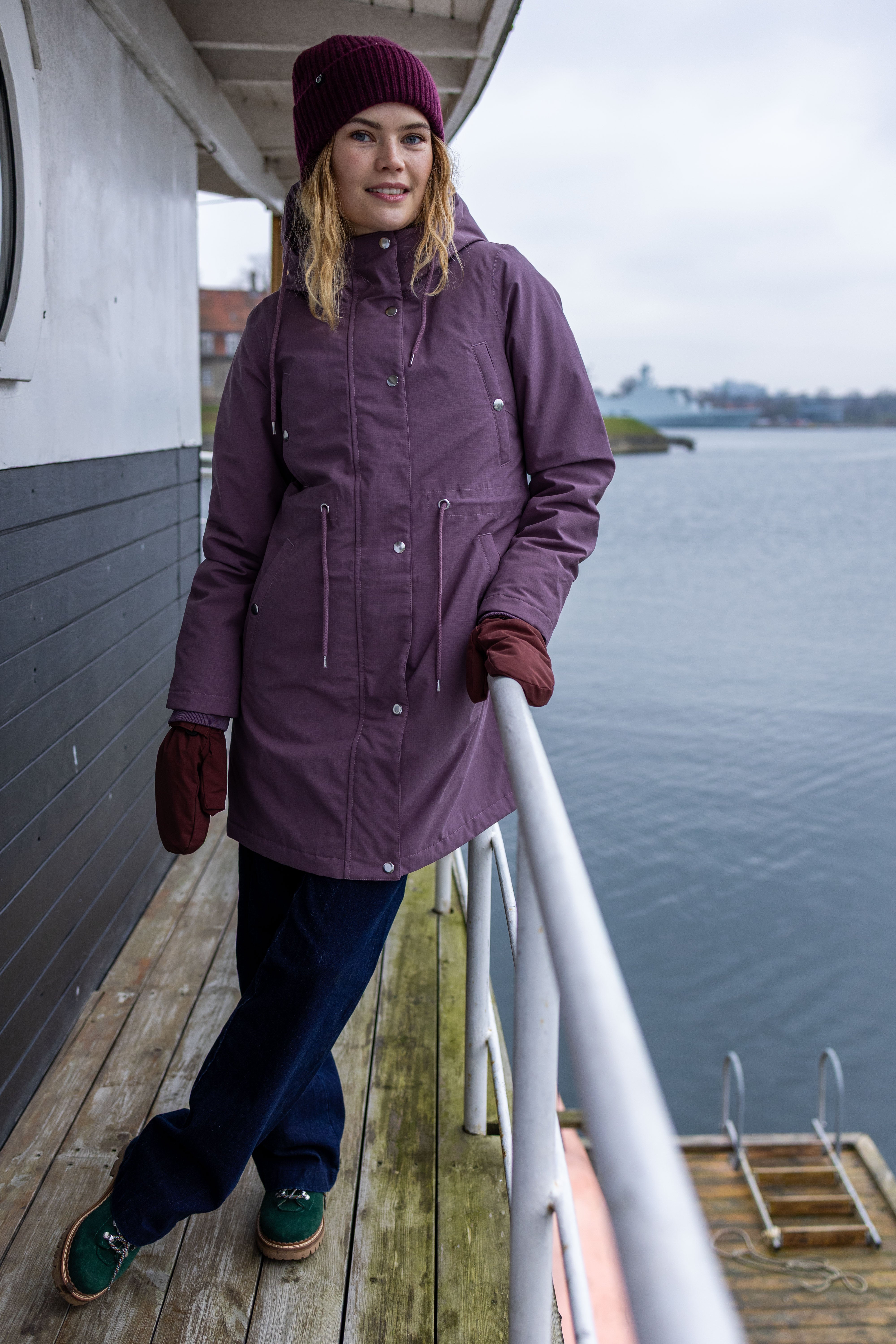 Danefae Winter Regenparka Dames Danenora Grey Plum model voor