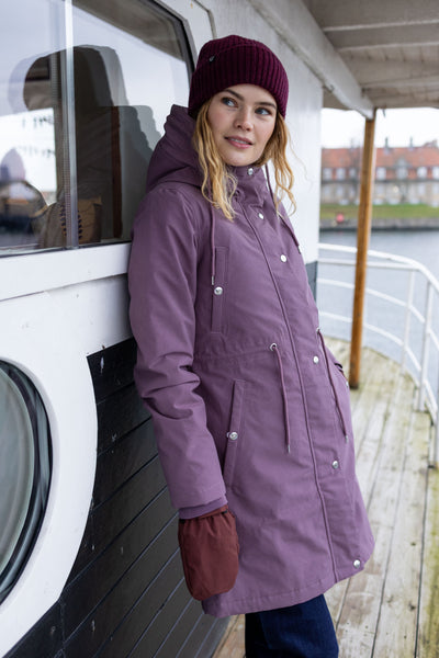 Danefae Winter Regenparka Dames Danenora Grey Plum model voorzijde