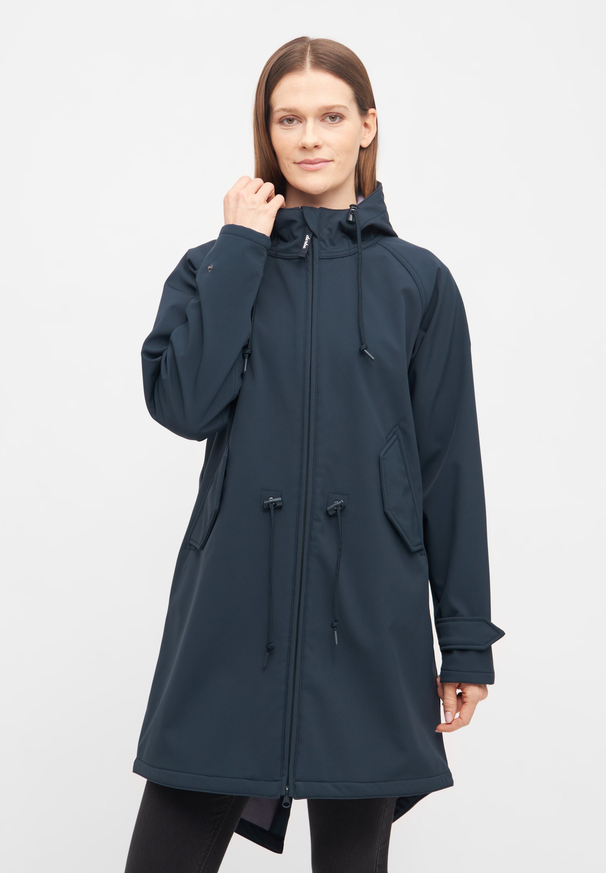 Derbe Regenjas Dames Softshell Friese Island Navy/ Lavendel Grijs voorzijde