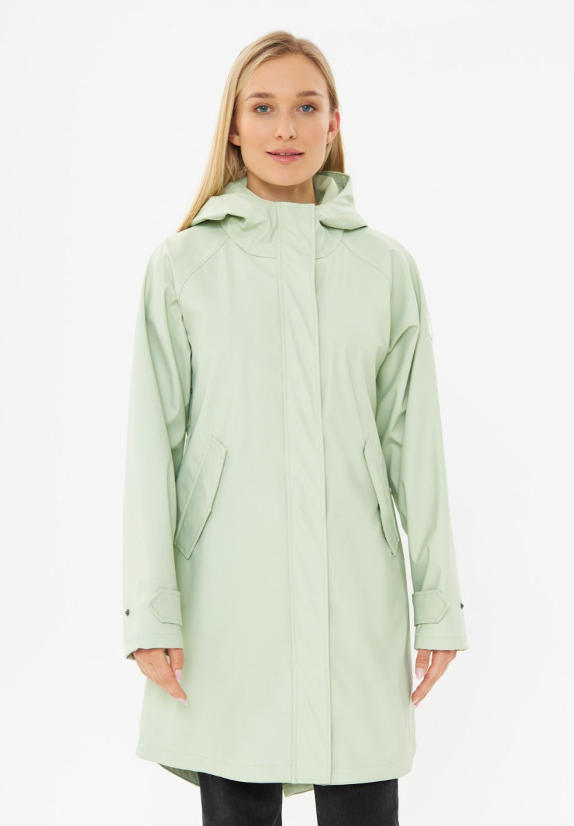 Derbe Regenjas Dames Traveby Friese Island Fog Green voor