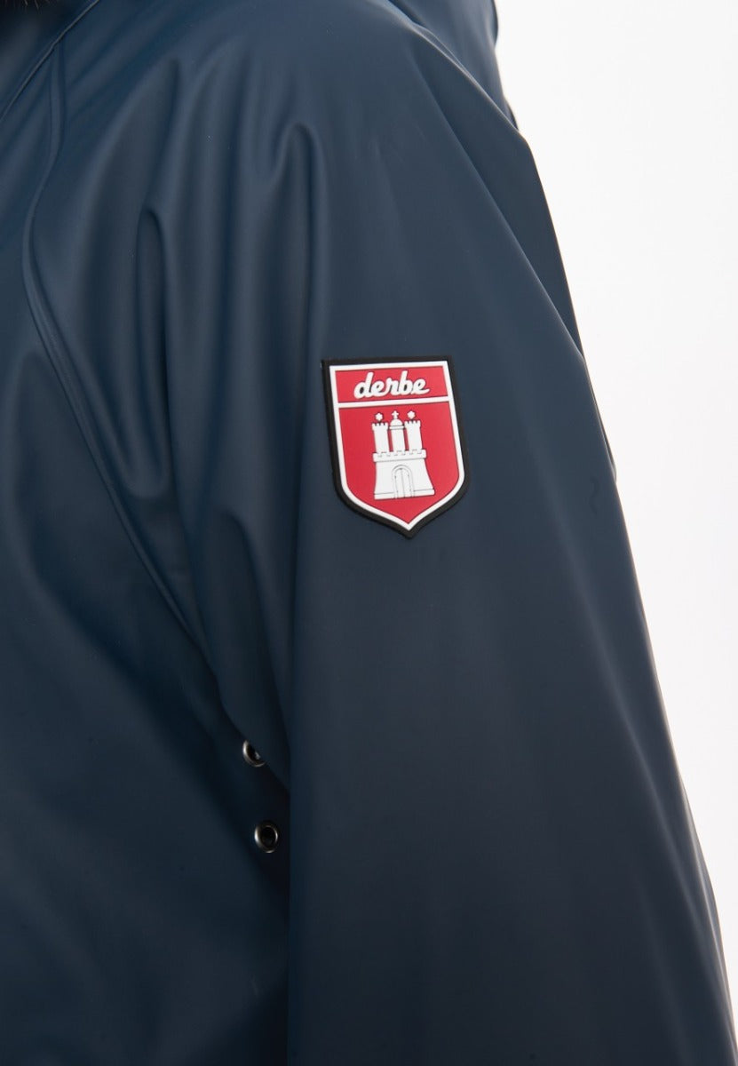 Derbe Regenjas Traveby Friese Fisher Dames Navy detail