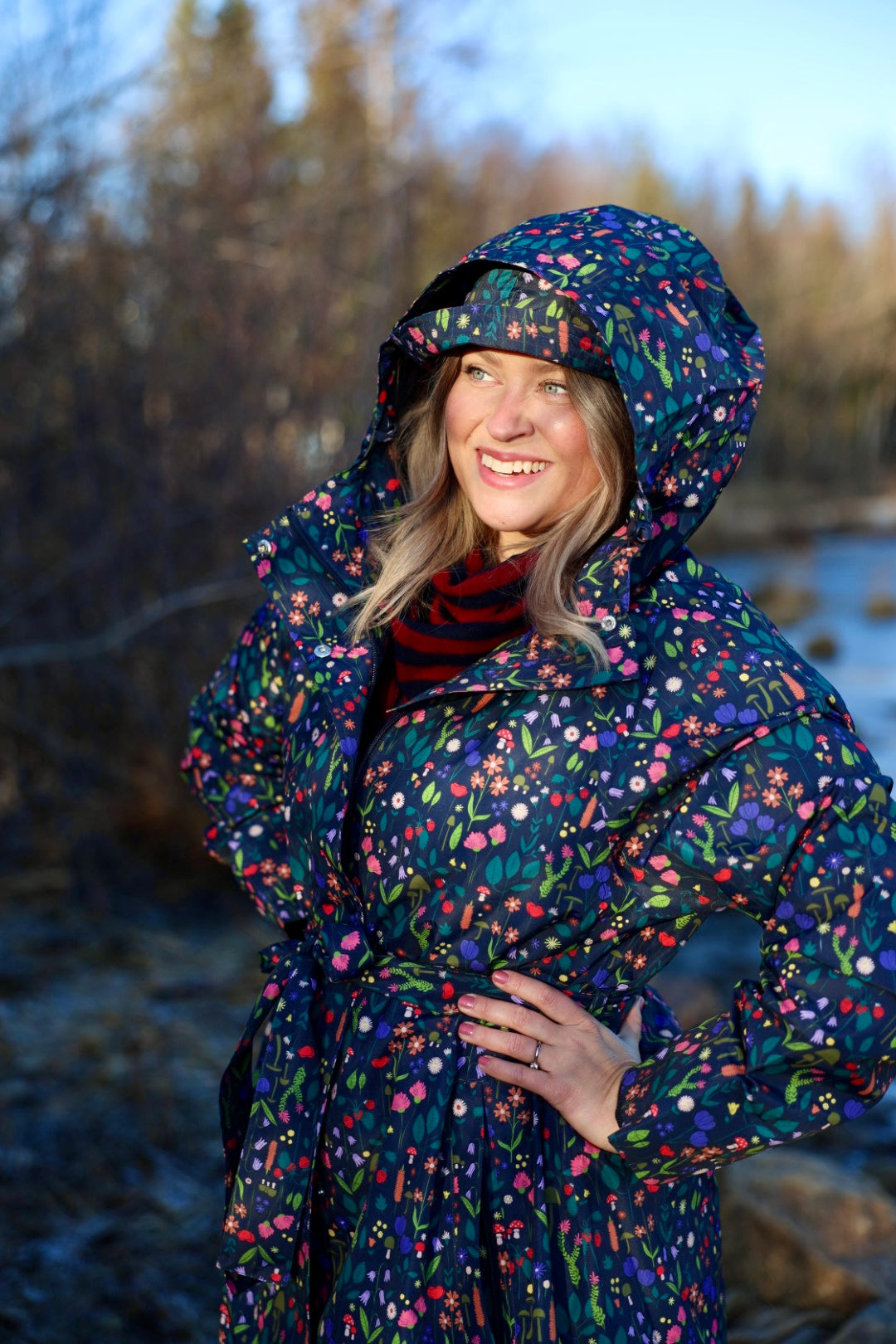 Danefae Regenjas Dames Elisabeth Dark Navy Botanical