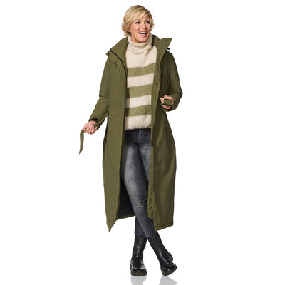 Happy Rainy Days Extra langer Regenmantel gesteppt Toronto Olive
