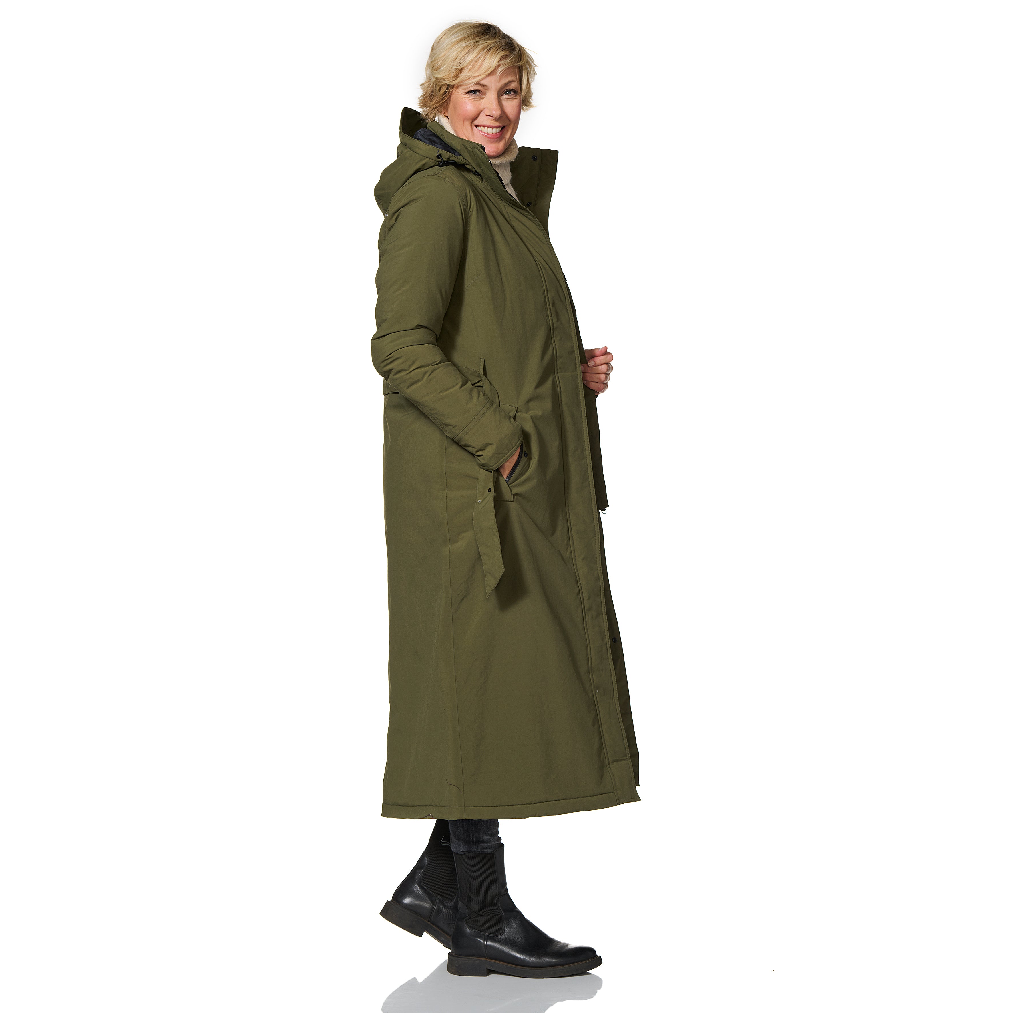 Happy Rainy Days Extra Long Raincoat Padded Toronto Olive