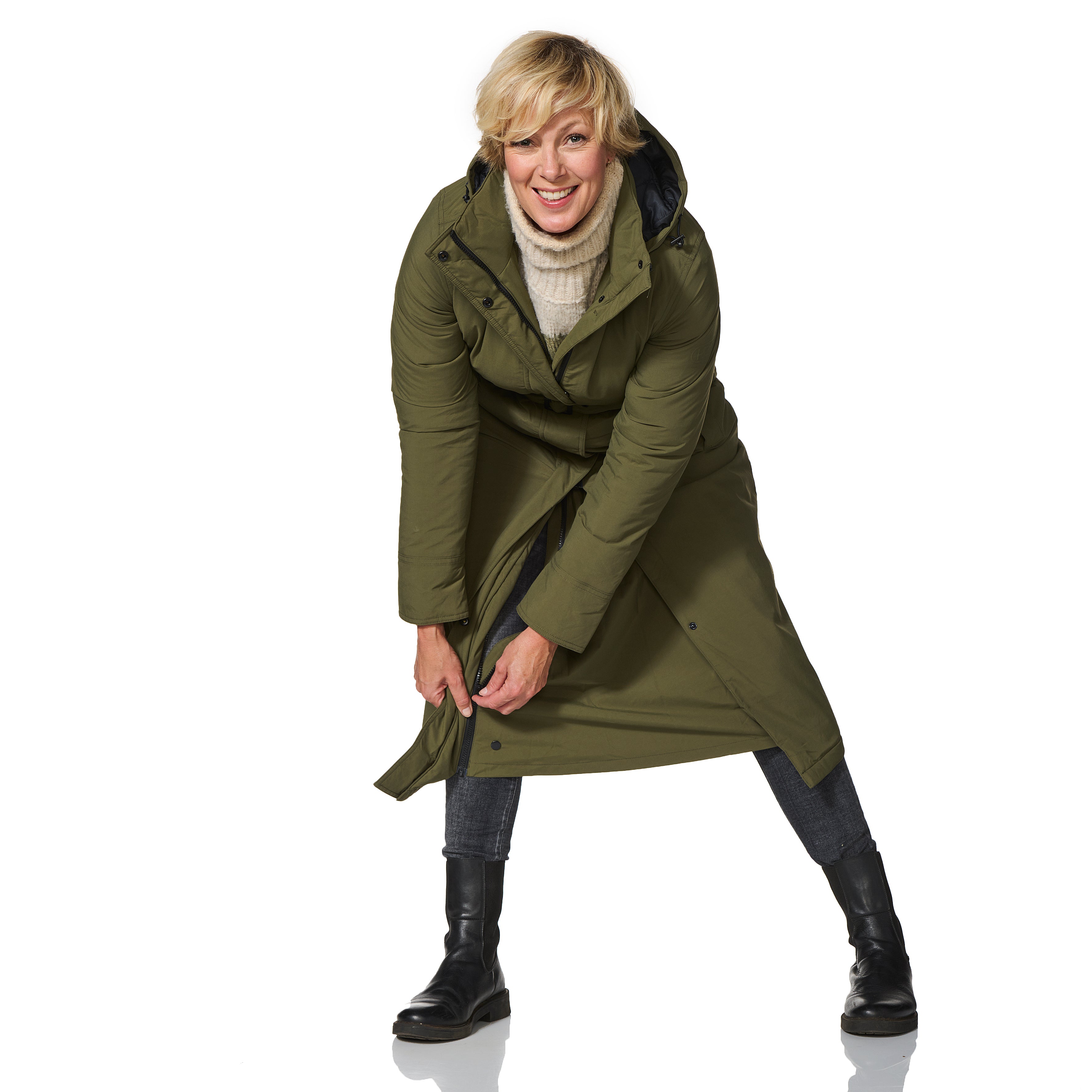 Happy Rainy Days Extra Long Raincoat Padded Toronto Olive