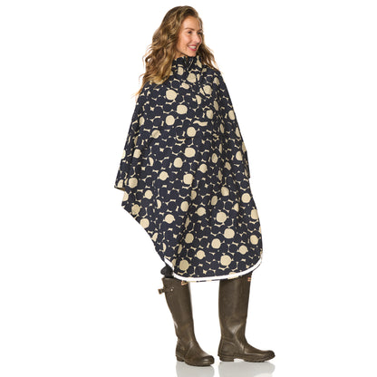 Happy Rainy Days Bikecape Reflectie AOP Beige/ Blue Graphite