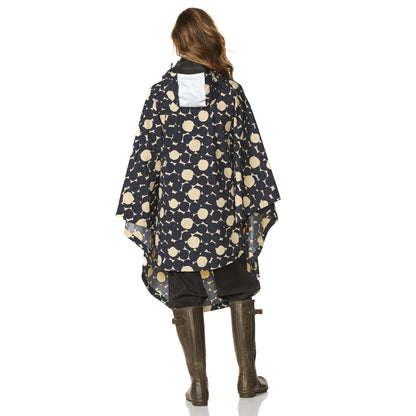 Happy Rainy Days Bikecape Reflectie AOP Beige/ Blue Graphite