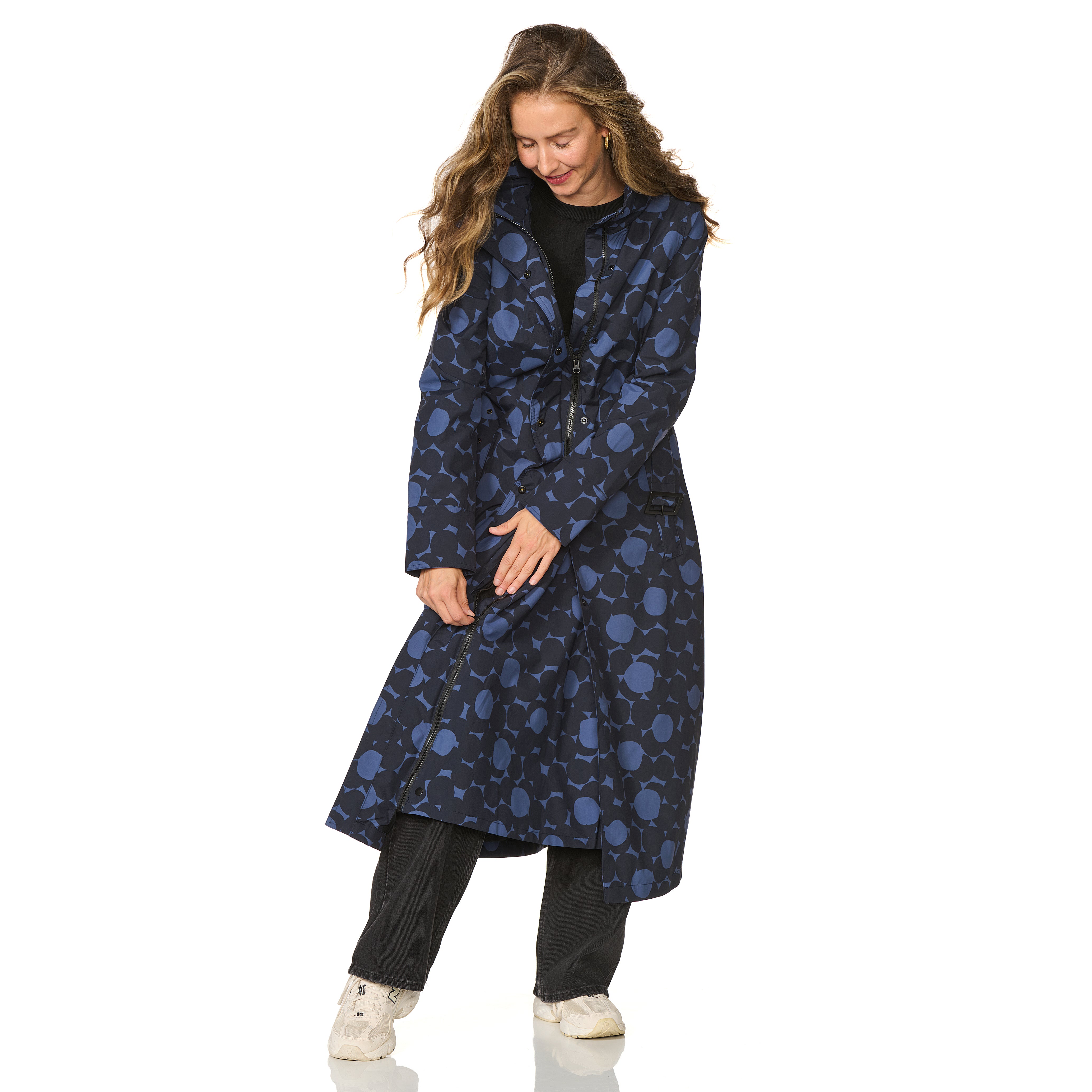 Happy Rainy Days Extra Long Raincoat Montreal AOP Dress Blue/Black