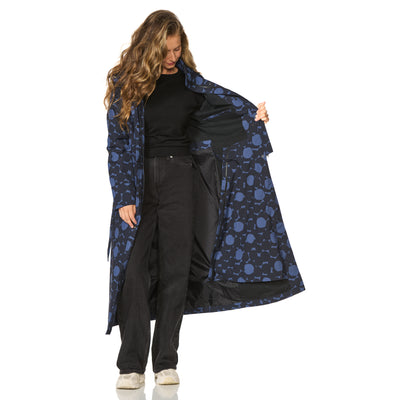 Happy Rainy Days Extra Long Raincoat Montreal AOP Kleid Blau/Schwarz
