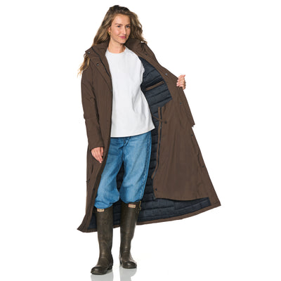 Happy Rainy Days Extra langer Regenmantel gesteppt Toronto Dark Brown