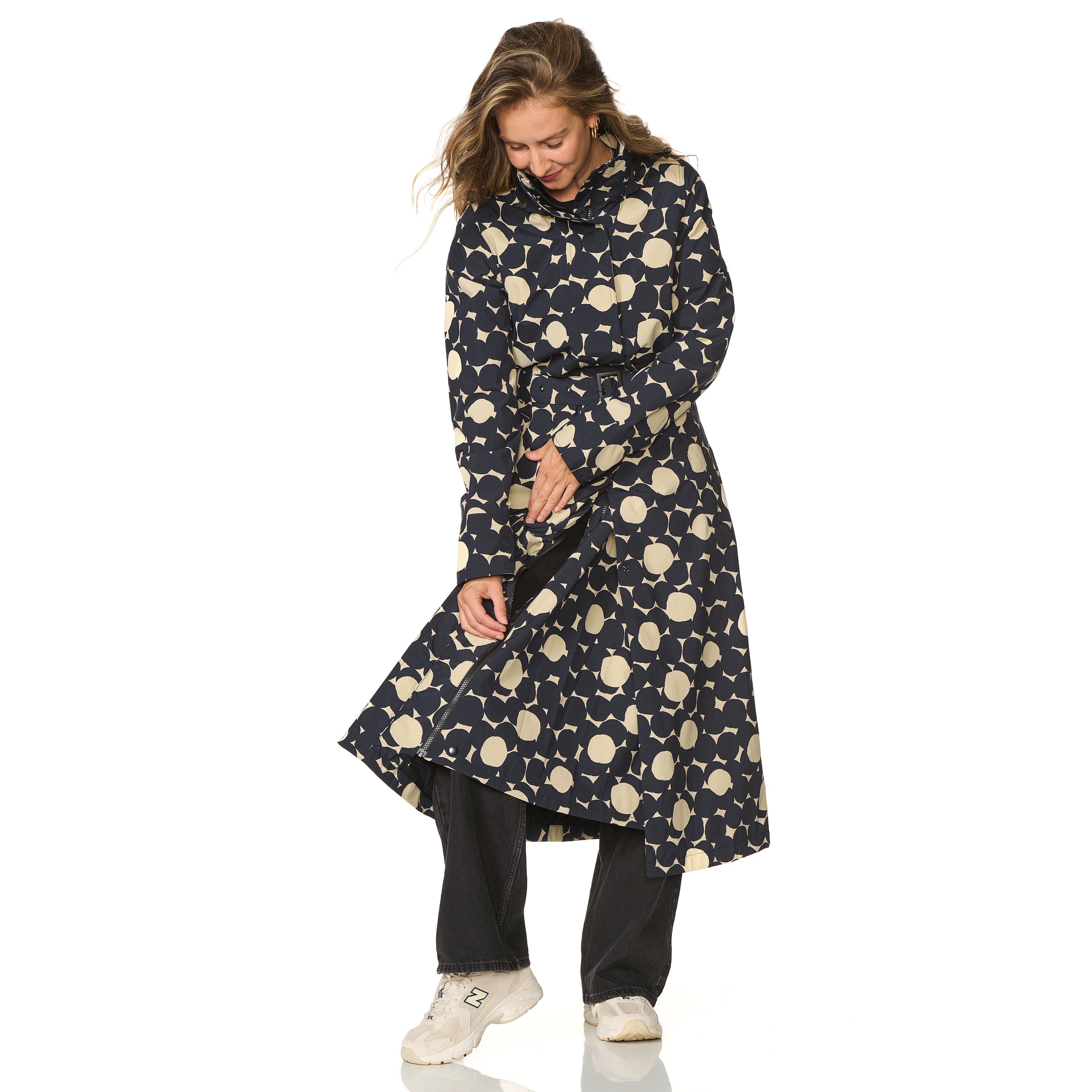 Happy Rainy Days Extra Lange Regenjas Montreal AOP Beige/ Blue