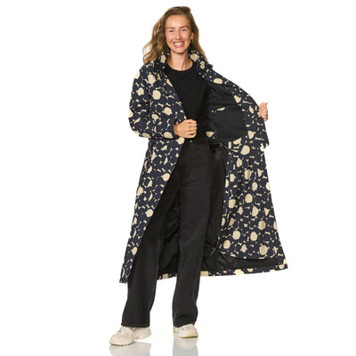 Happy Rainy Days Extra Long Raincoat Montreal AOP Beige/Blau Graphit