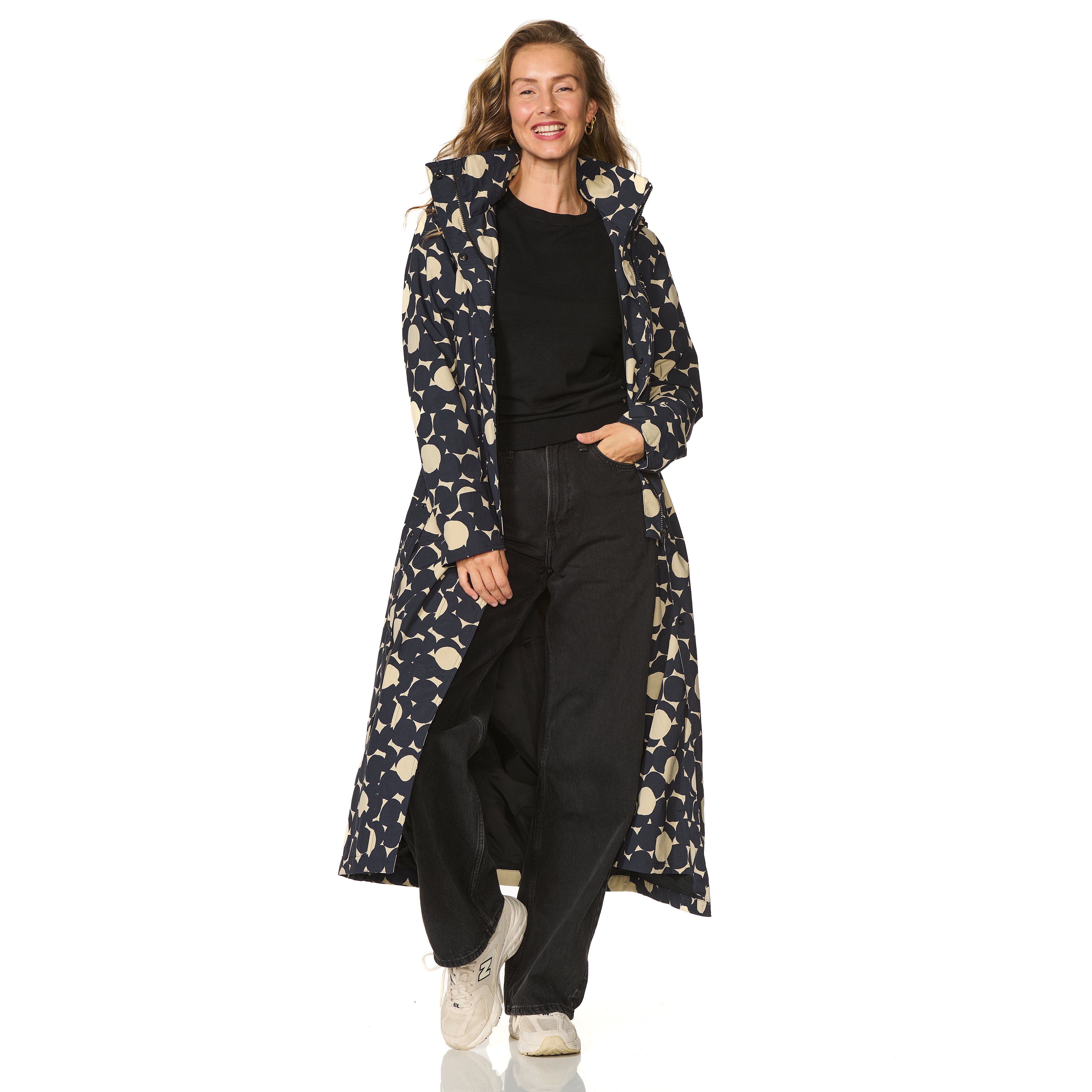AW2005 再構築　 WETTERSTEIN ロングスリーブ Happy Rainy Days Extra Lange Regenjas Montreal AOP Beige/ Blue