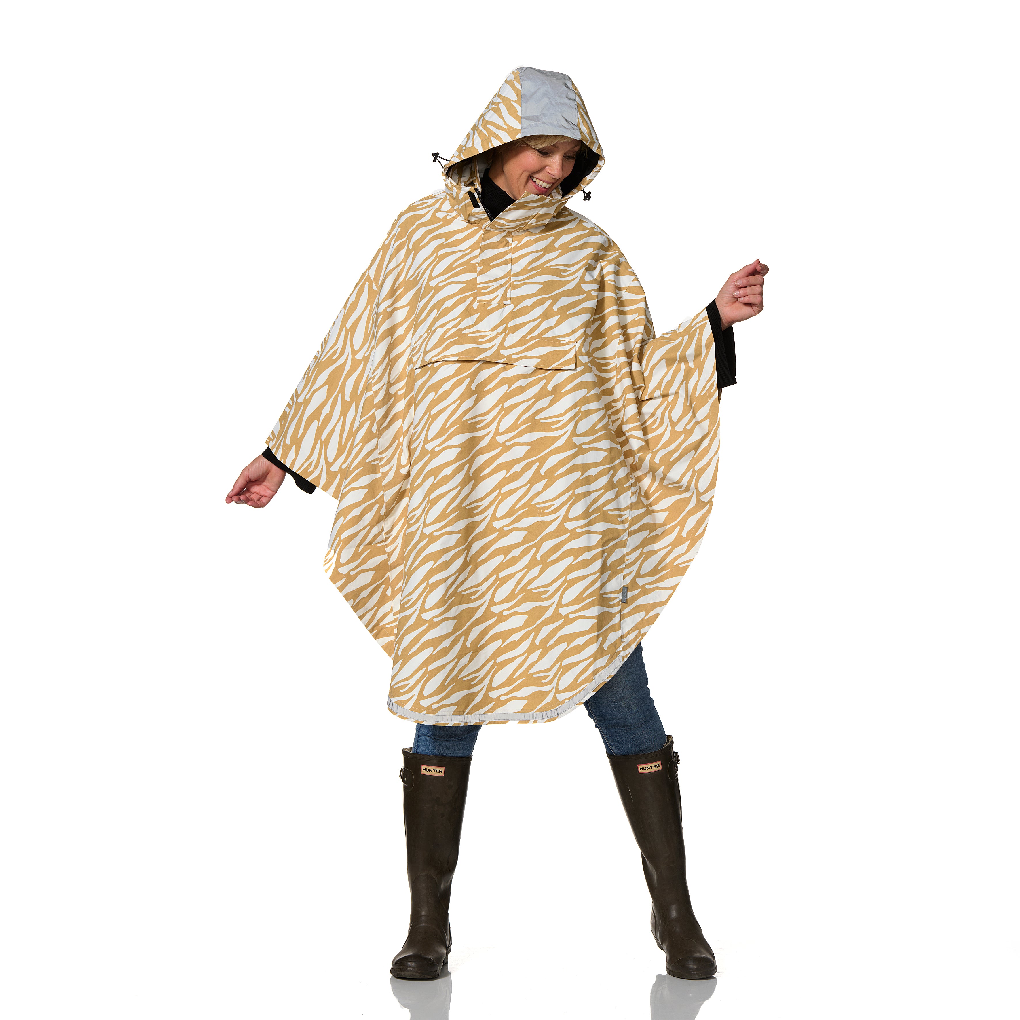 Happy Rainy Days Bikecape Reflectie Zebra Beige/White