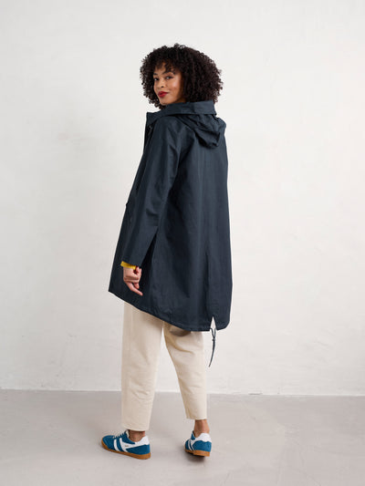 Seasalt Regenjas Dames Seafaring Coat Inkwell back