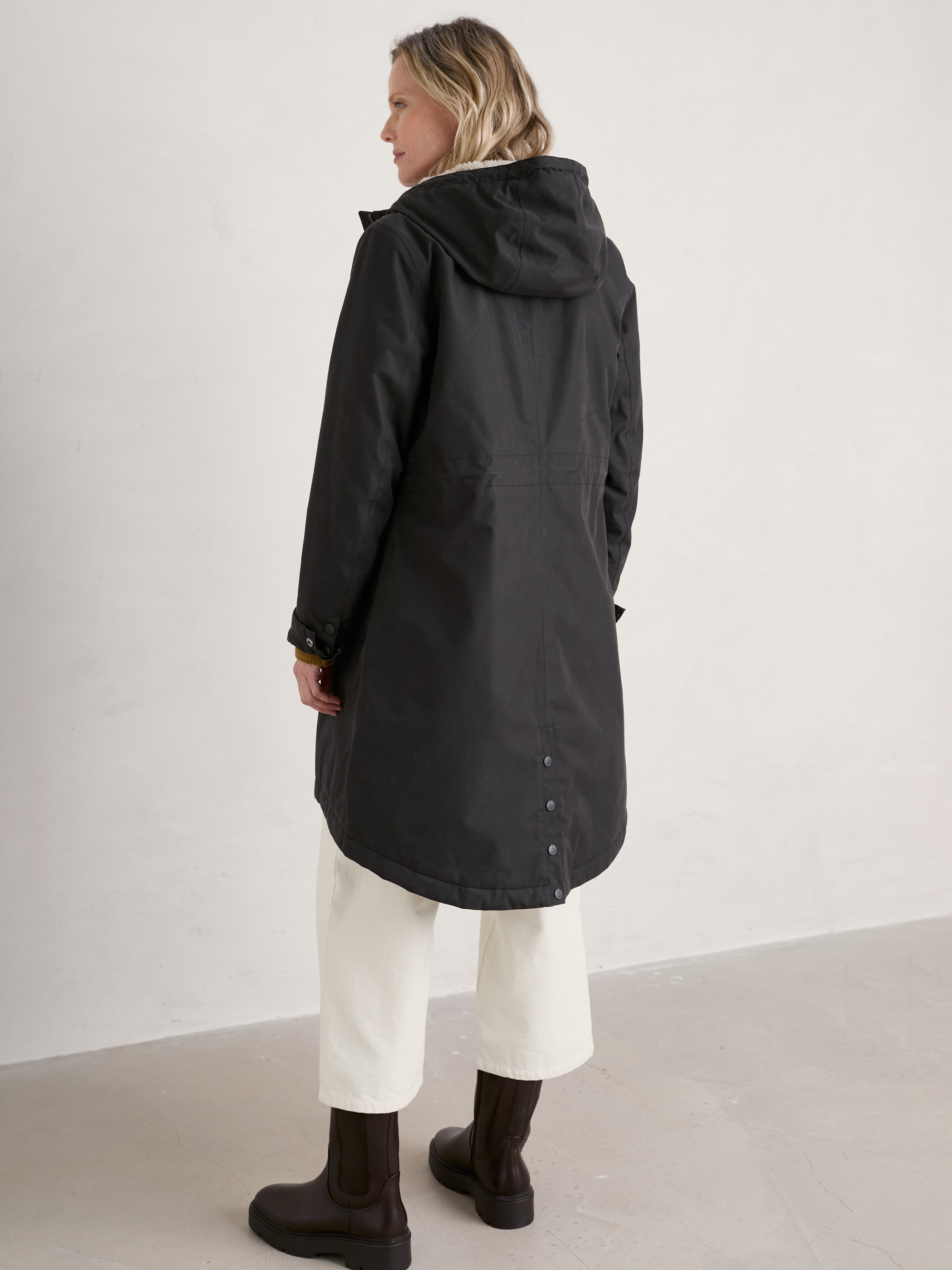 Seasalt Winter Parka Dames Plant Hunter Onyx achter