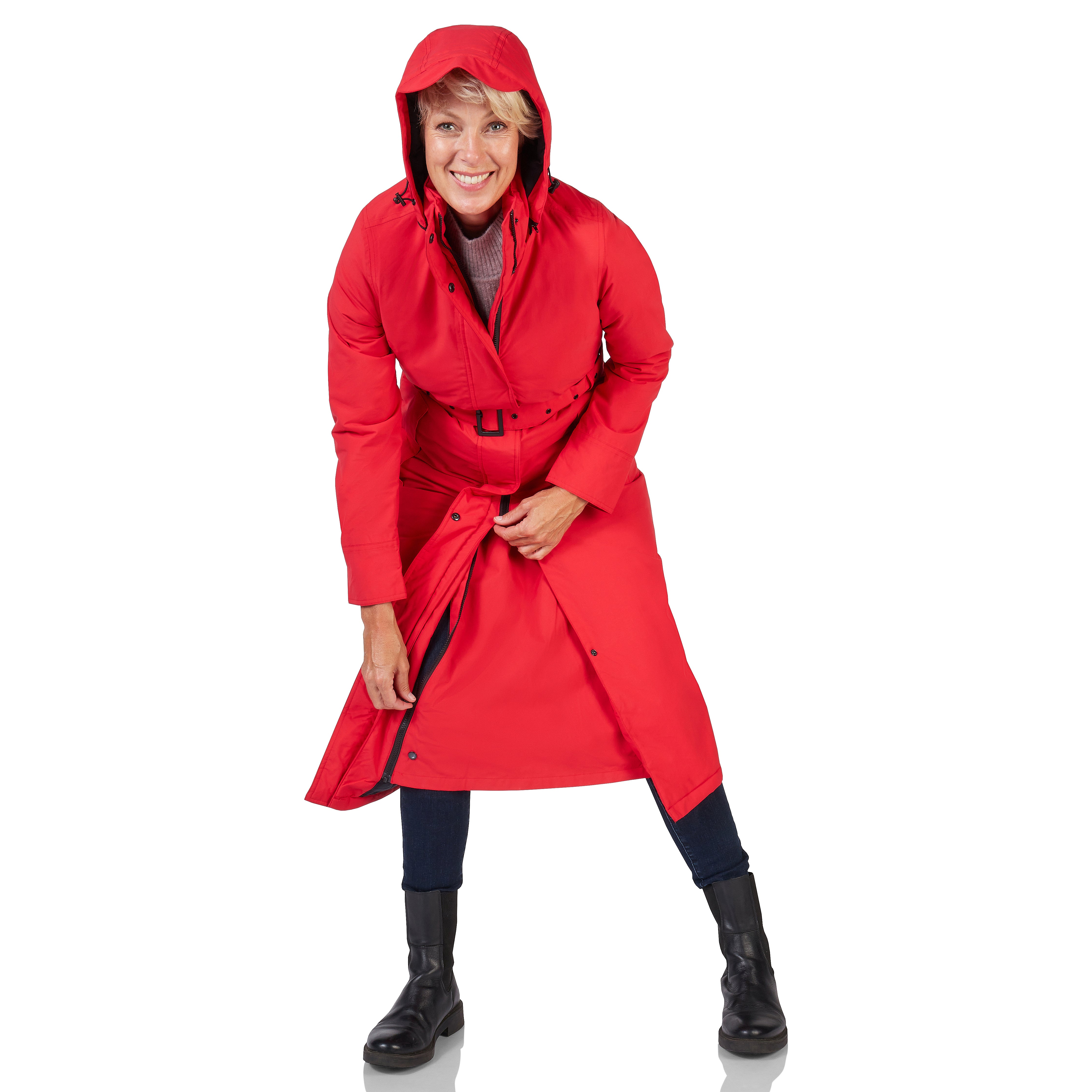 Happy Rainy Days Extra Long Raincoat Quilted Toronto Red 