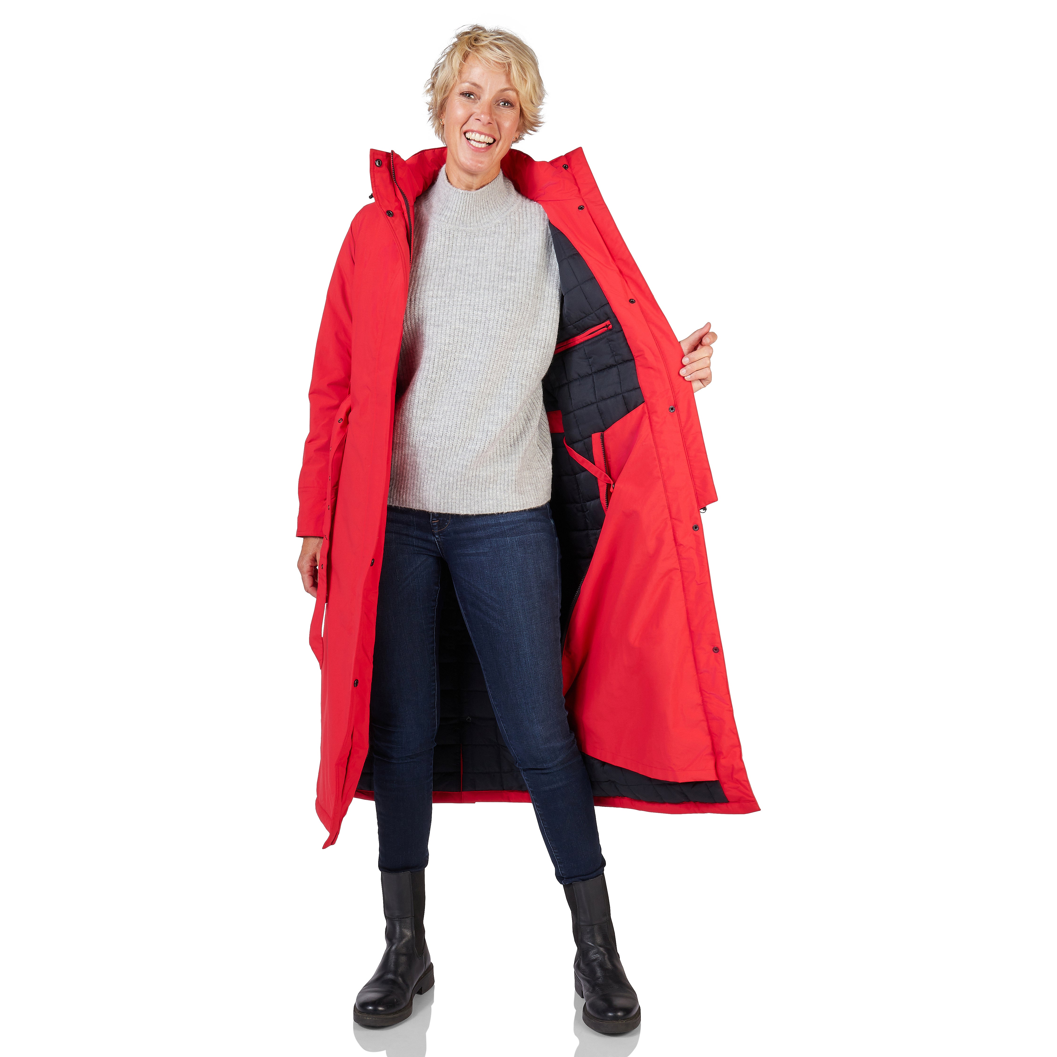 Happy Rainy Days Extra Long Raincoat Quilted Toronto Red 