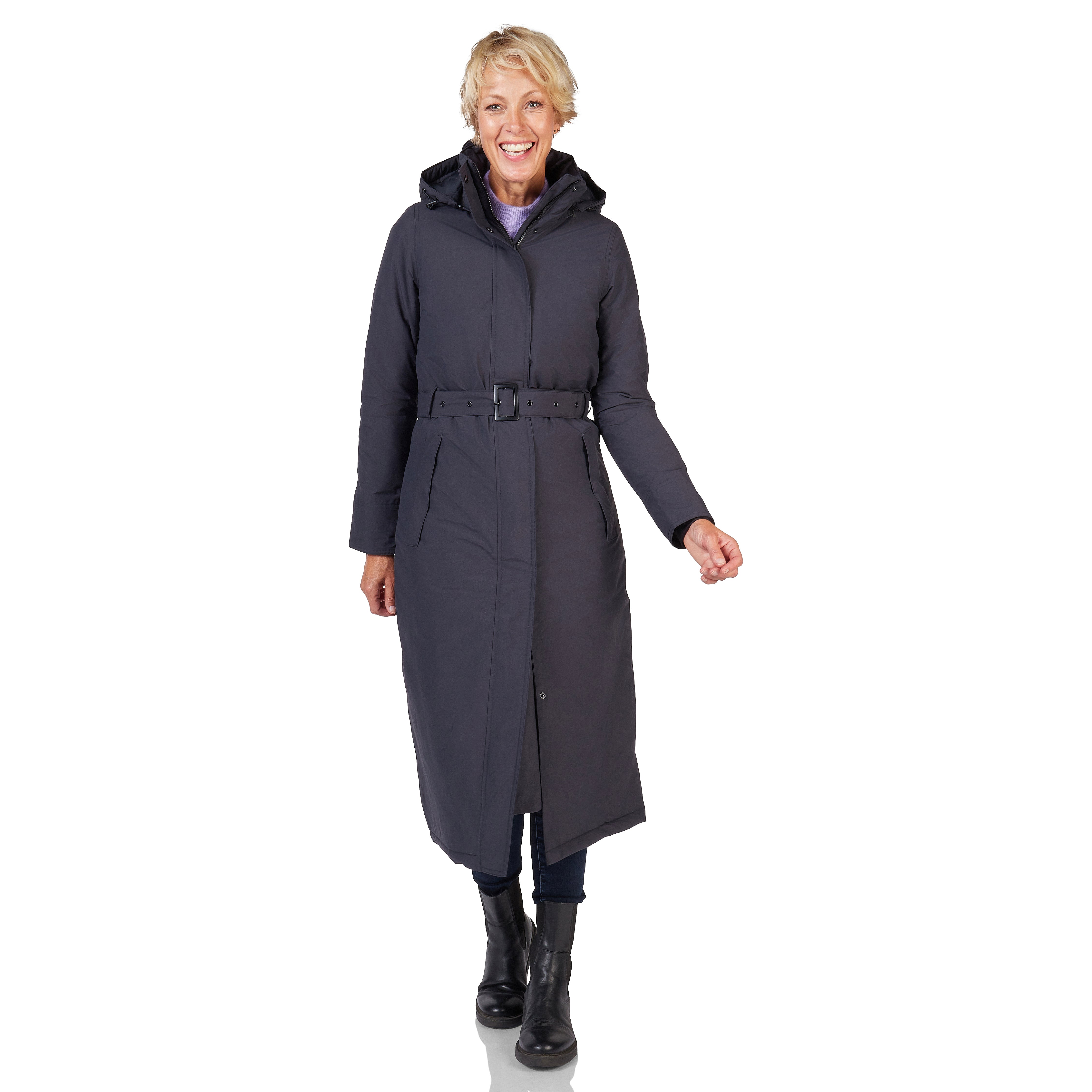 Happy Rainy Days Extra Long Raincoat Quilted Toronto Blue Gray