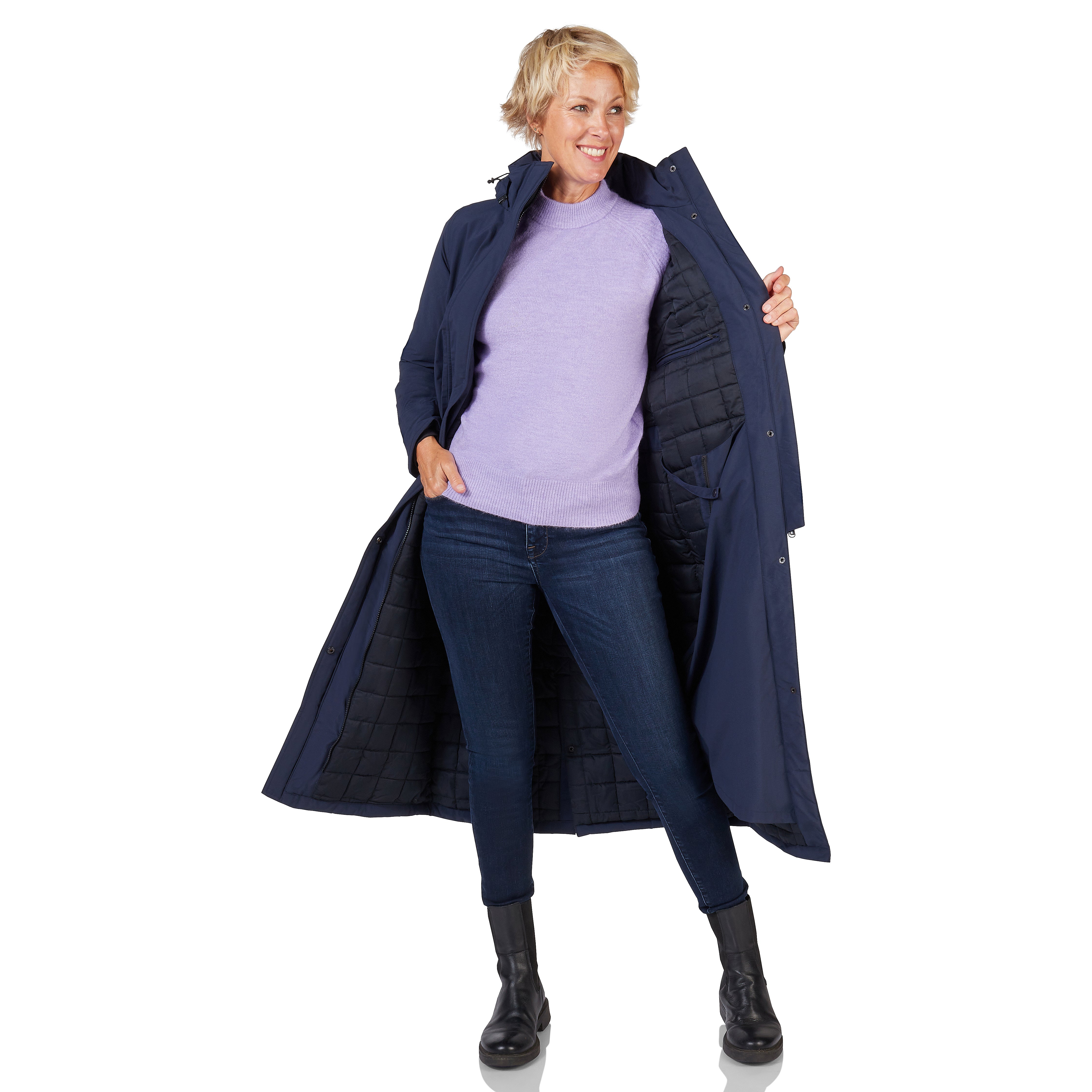 Happy Rainy Days Extra Long Raincoat Padded Toronto Dark Blue 