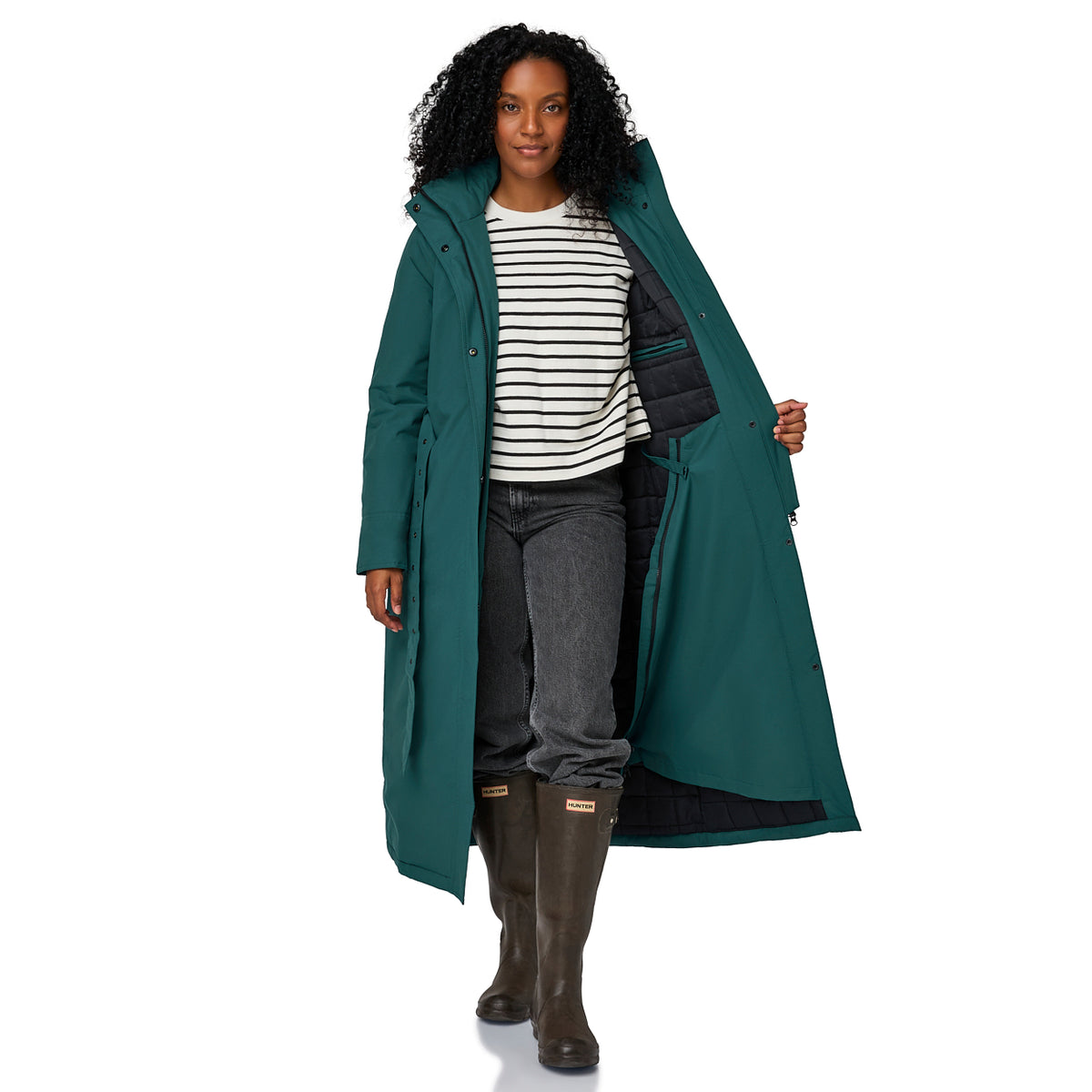 Happy Rainy Days Extra Lange Regenjas Gewatteerd Toronto Teal