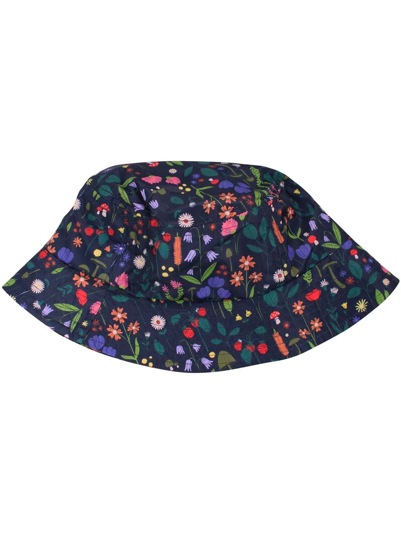 Waterdichte Bucket Hat Dark Navy Botanical