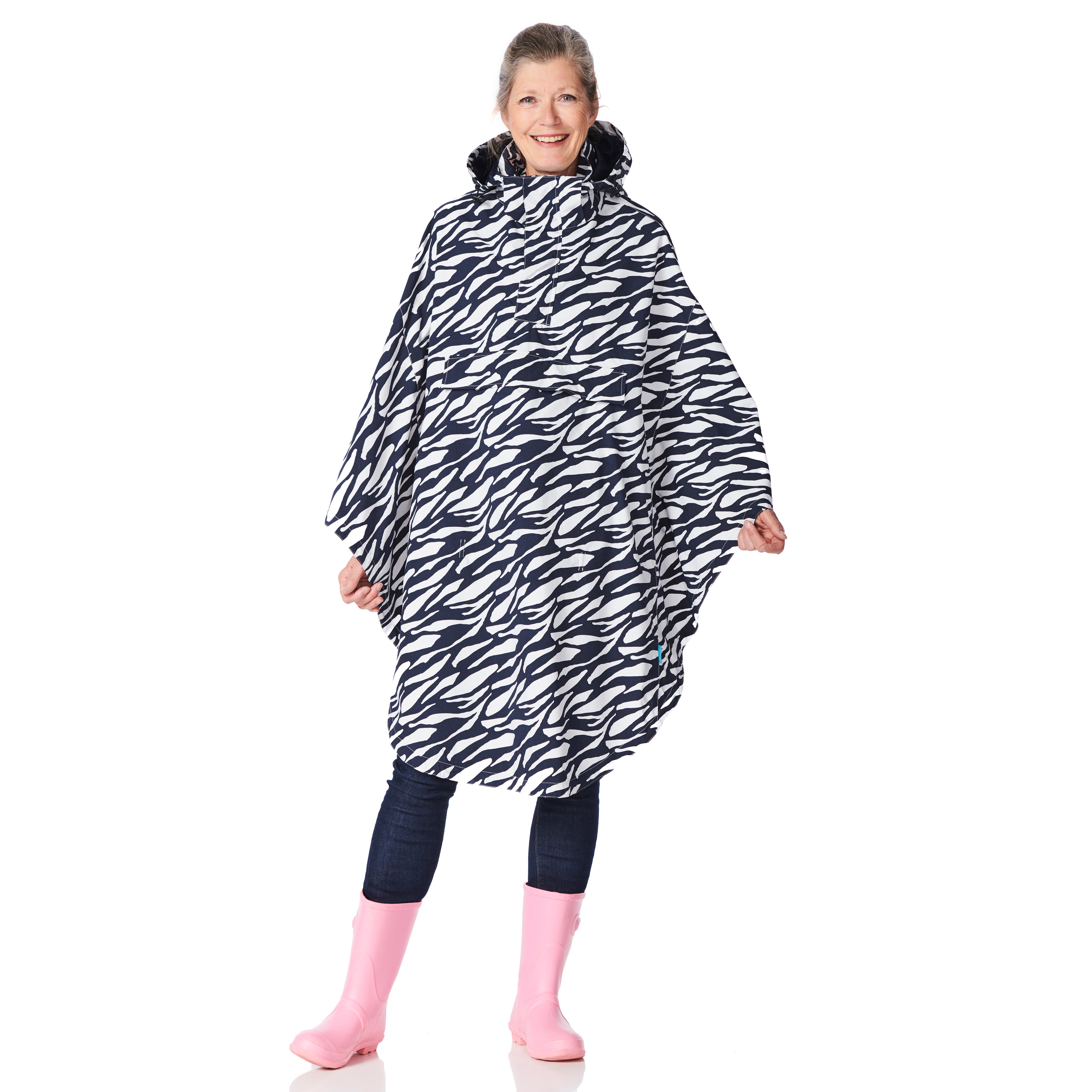 Happy Rainy Days Bikecape Reflectie Zebra navy/wit