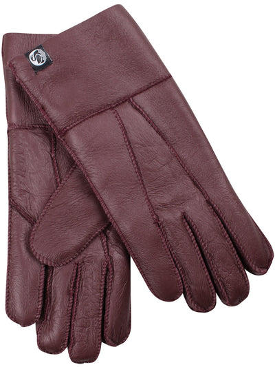 Danefæ No Waste Sheepskin Finger Gloves in wijnrood
