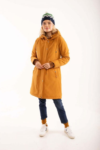 Danefae-Winter-Regenjas-Dames-Danenora-mosterd-modelvoor