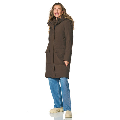 Happy Rainy Days Aspen winterregenjas donkerbruin – zijaanzicht