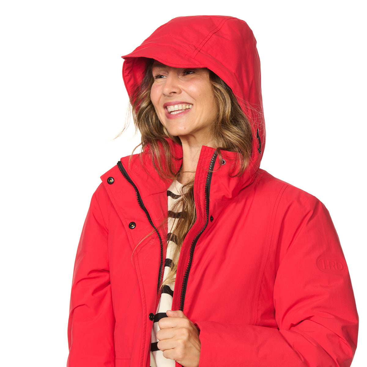 Happy Rainy Days Aspen winterregenjas rood met capuchon en zakken
