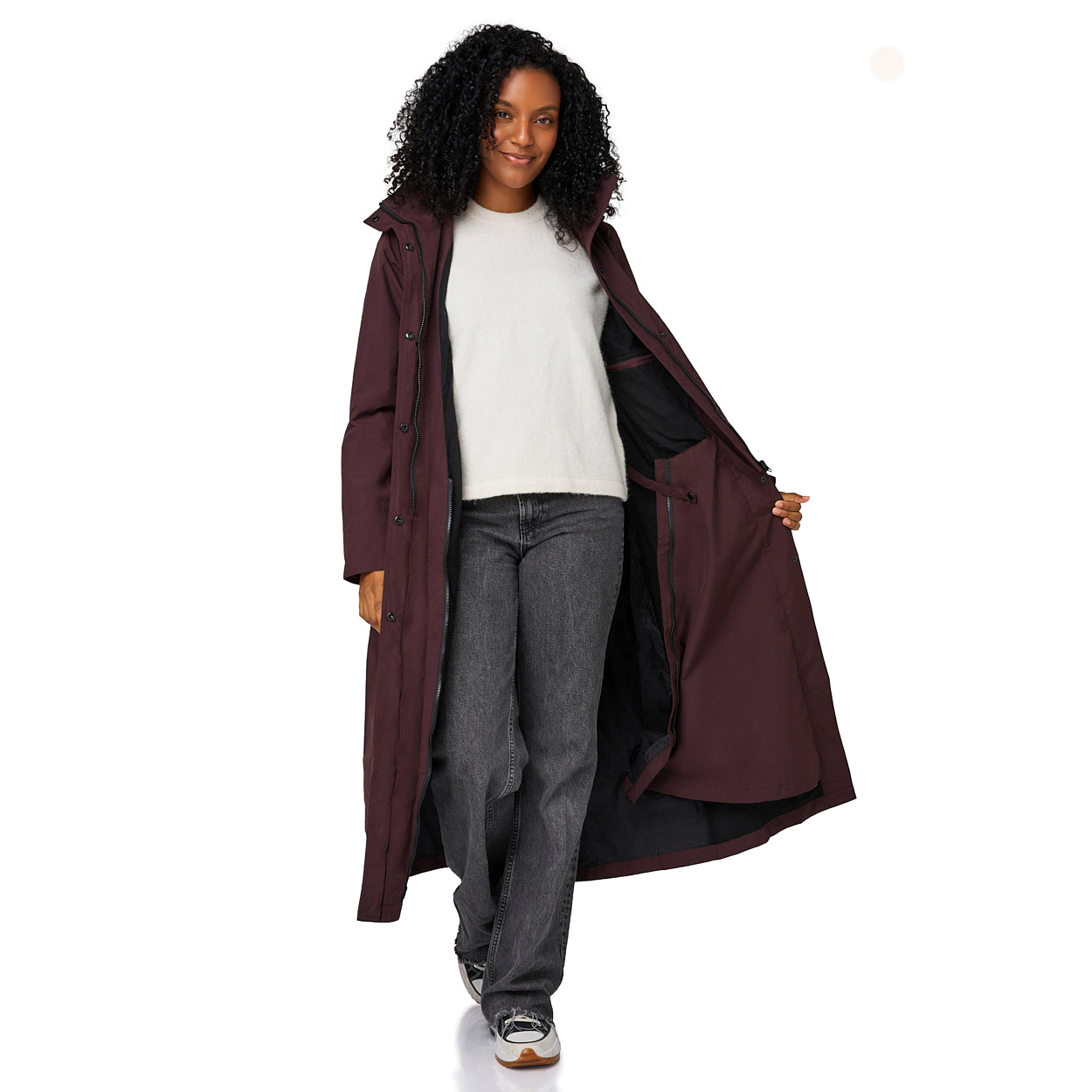 Happy Rainy Days Montreal Burgandy rood fietsregenjas voor dames