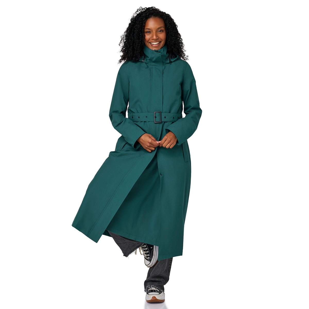 Happy Rainy Days Montreal Teal extra lange regenjas voor dames