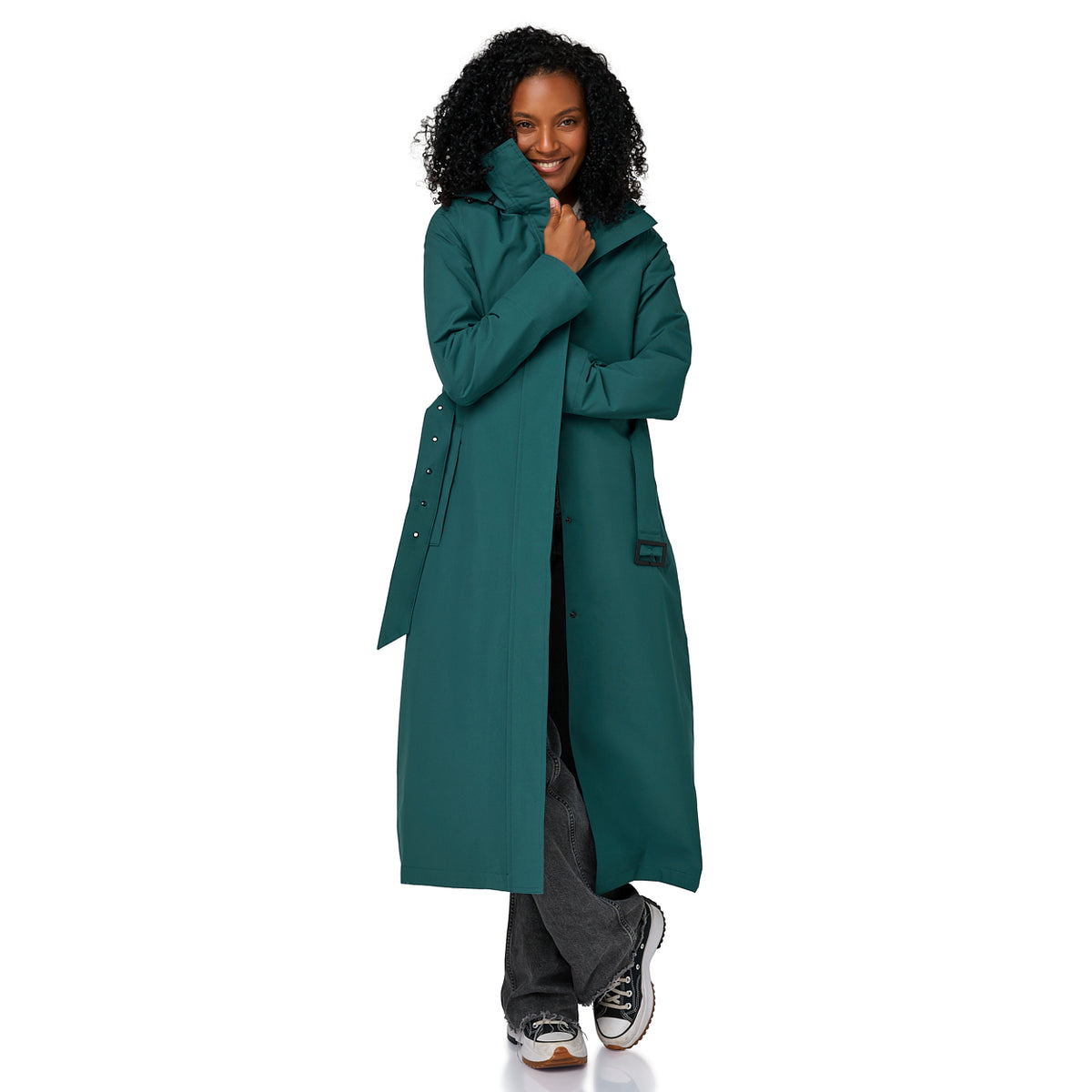 Happy Rainy Days Montreal Teal lange waterdichte damesjas