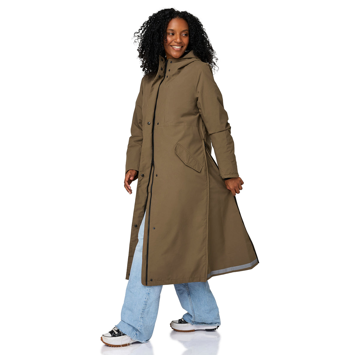 Happy Rainy Days Paris Brown lange regenjas met zijritsen