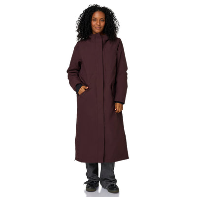 Happy Rainy Days Paris Burgandy lange regenjas met zijritsen