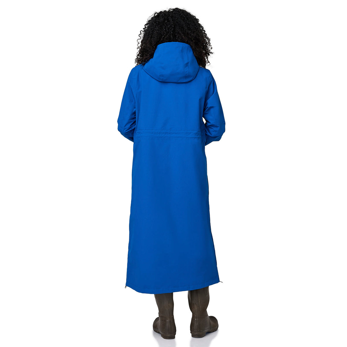 Happy Rainy Days Paris lange regenjas in Kobalt blauw detail