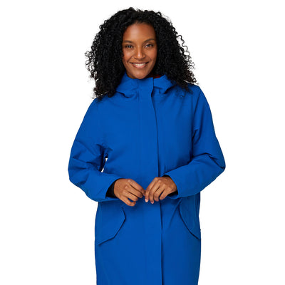 Happy Rainy Days Paris Kobalt blauwe lange regenjas voor dames