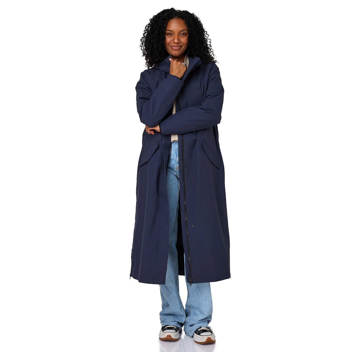 Happy Rainy Days Paris Navy lange regenjas voor dames