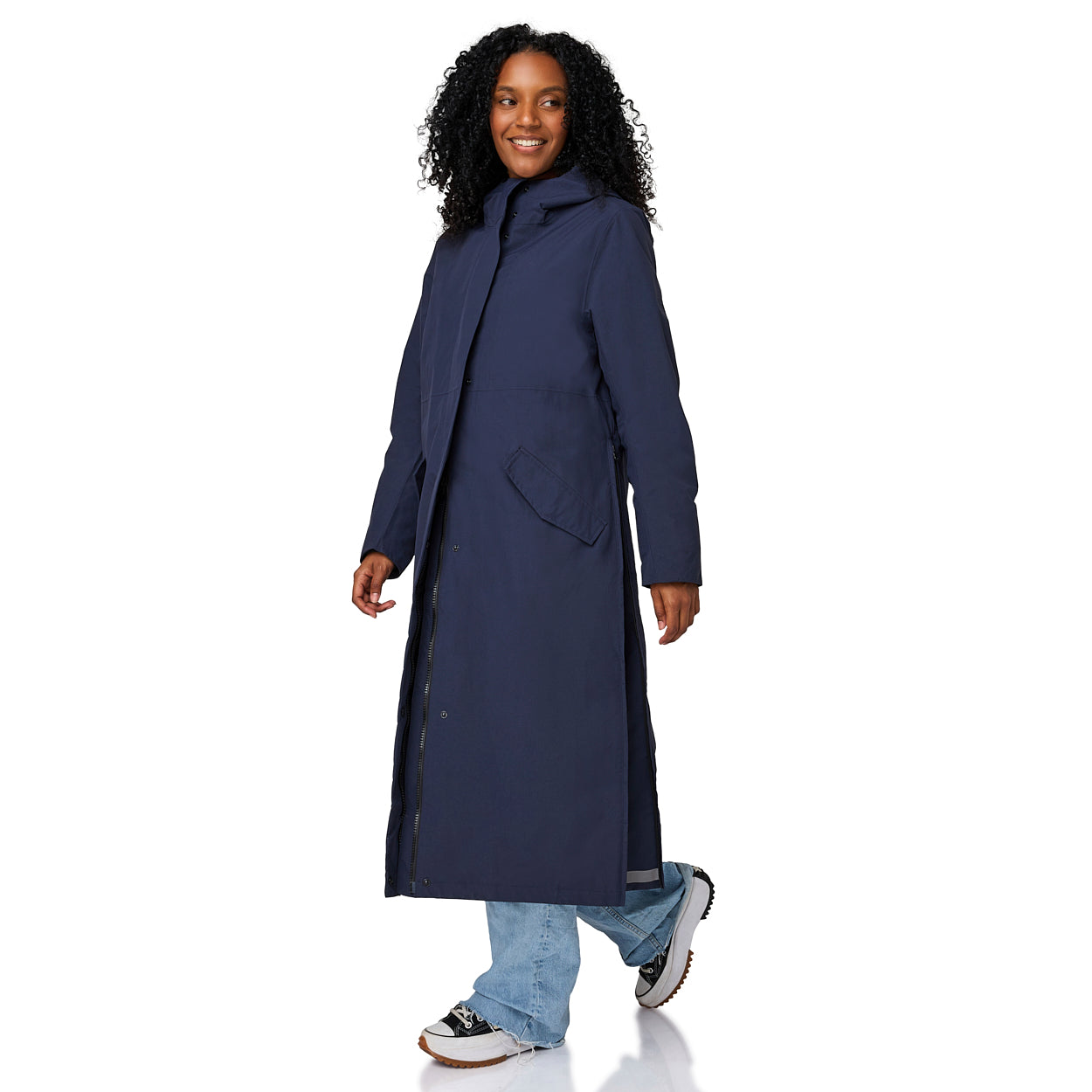 Happy Rainy Days Paris Navy dames regenjas met lange pasvorm
