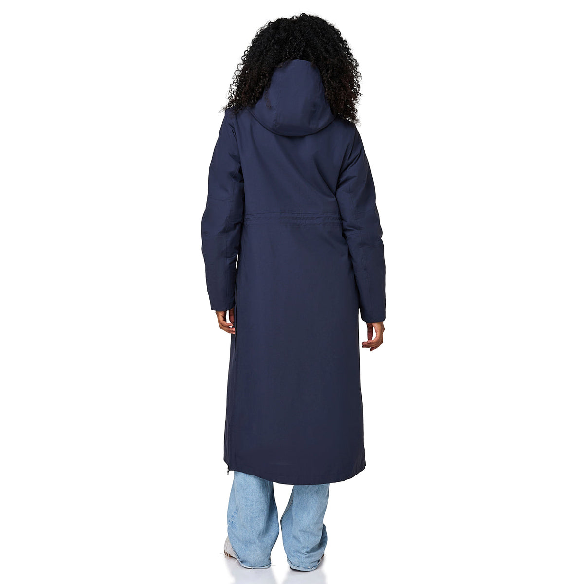 Happy Rainy Days Paris Navy stijlvolle lange regenjas voor dames