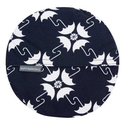 Happy Rainy Days opvouwbaar regenhoedje Paraplu blauw wit – opgevouwen