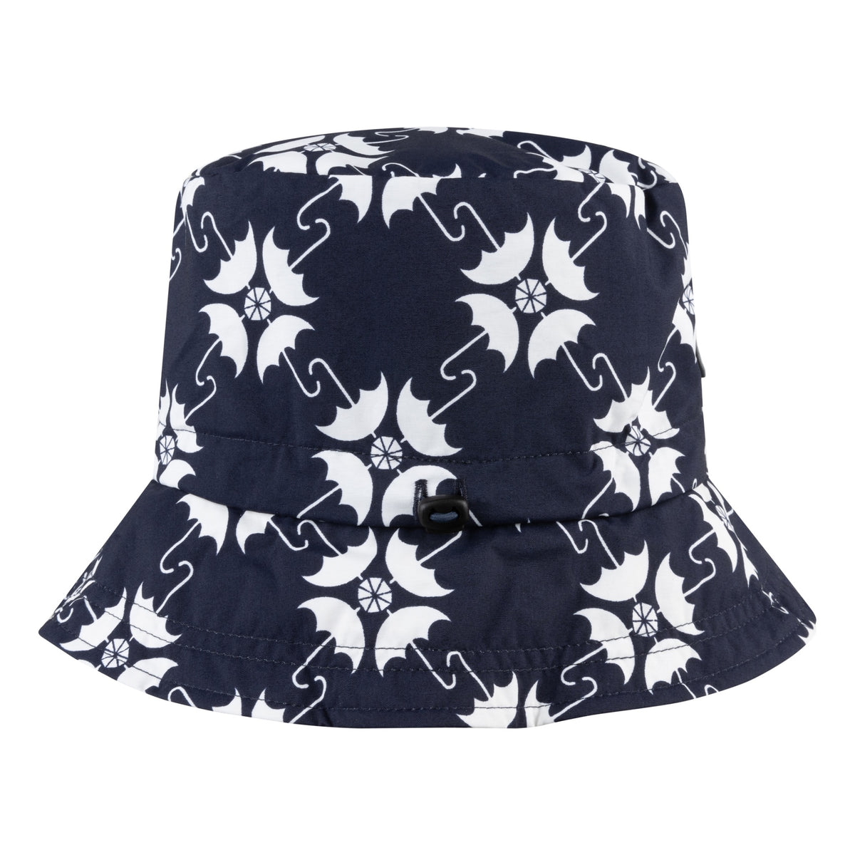 Happy Rainy Days opvouwbaar regenhoedje Paraplu blauw wit – voorkant