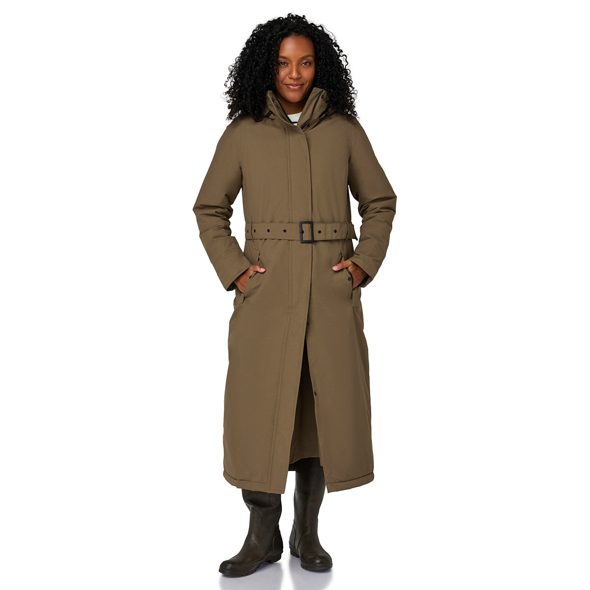 Happy Rainy Days Toronto Brown extra lange winterjas voor dames