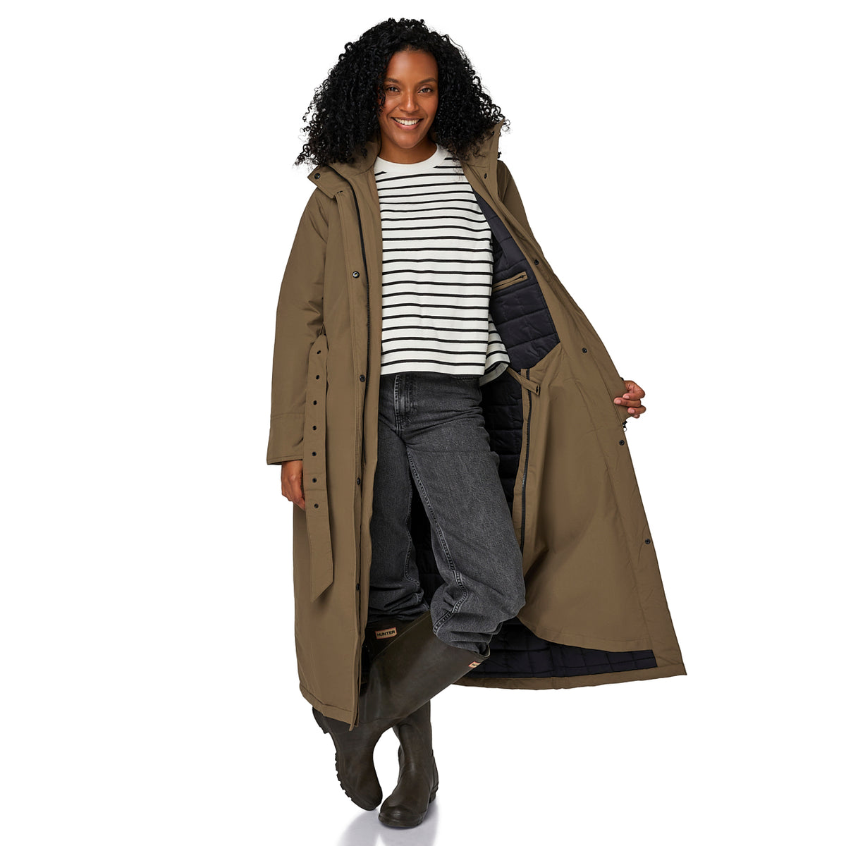 Happy Rainy Days Toronto Brown gewatteerde regenjas voor dames