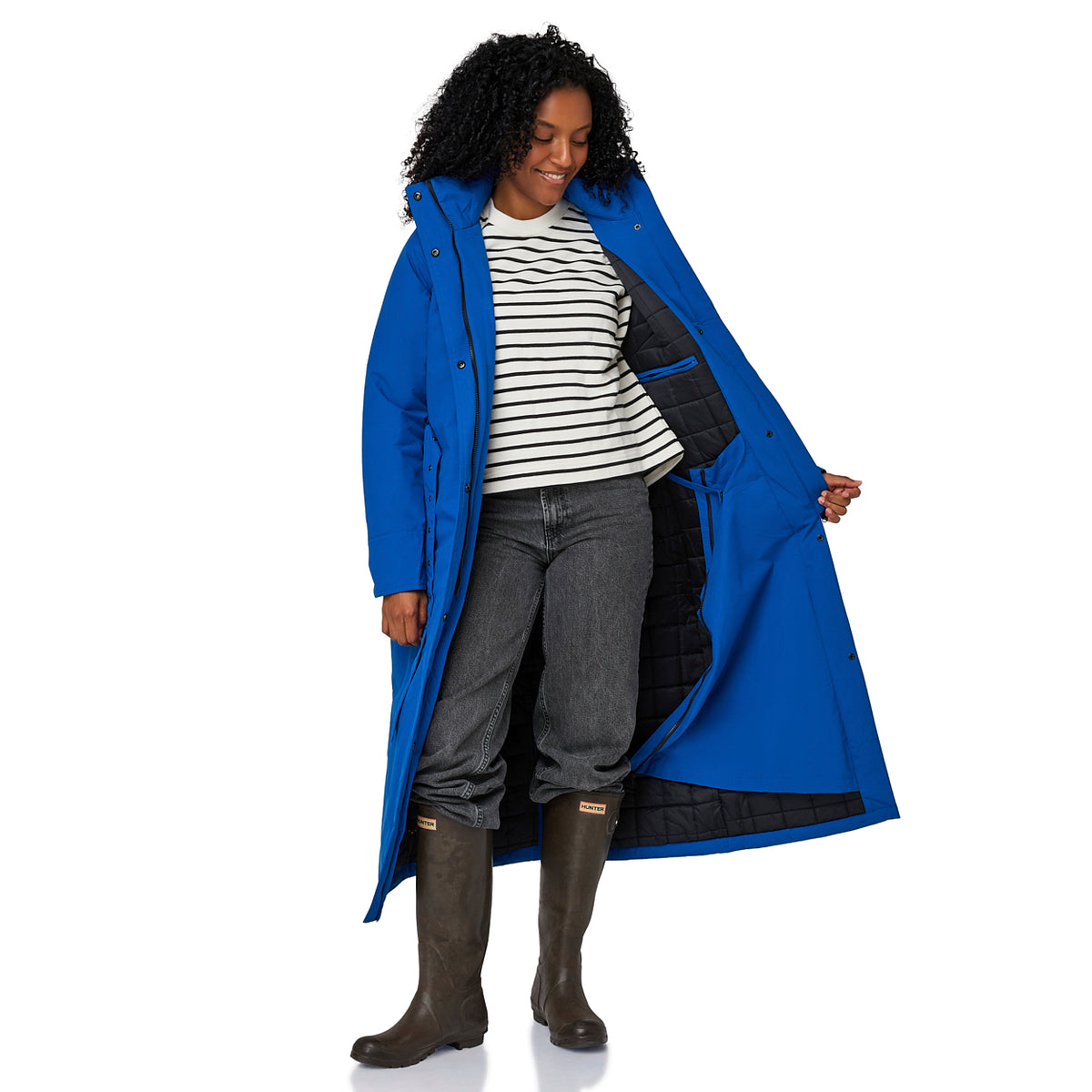 Happy Rainy Days Toronto Kobalt blauw gewatteerde regenjas voor dames
