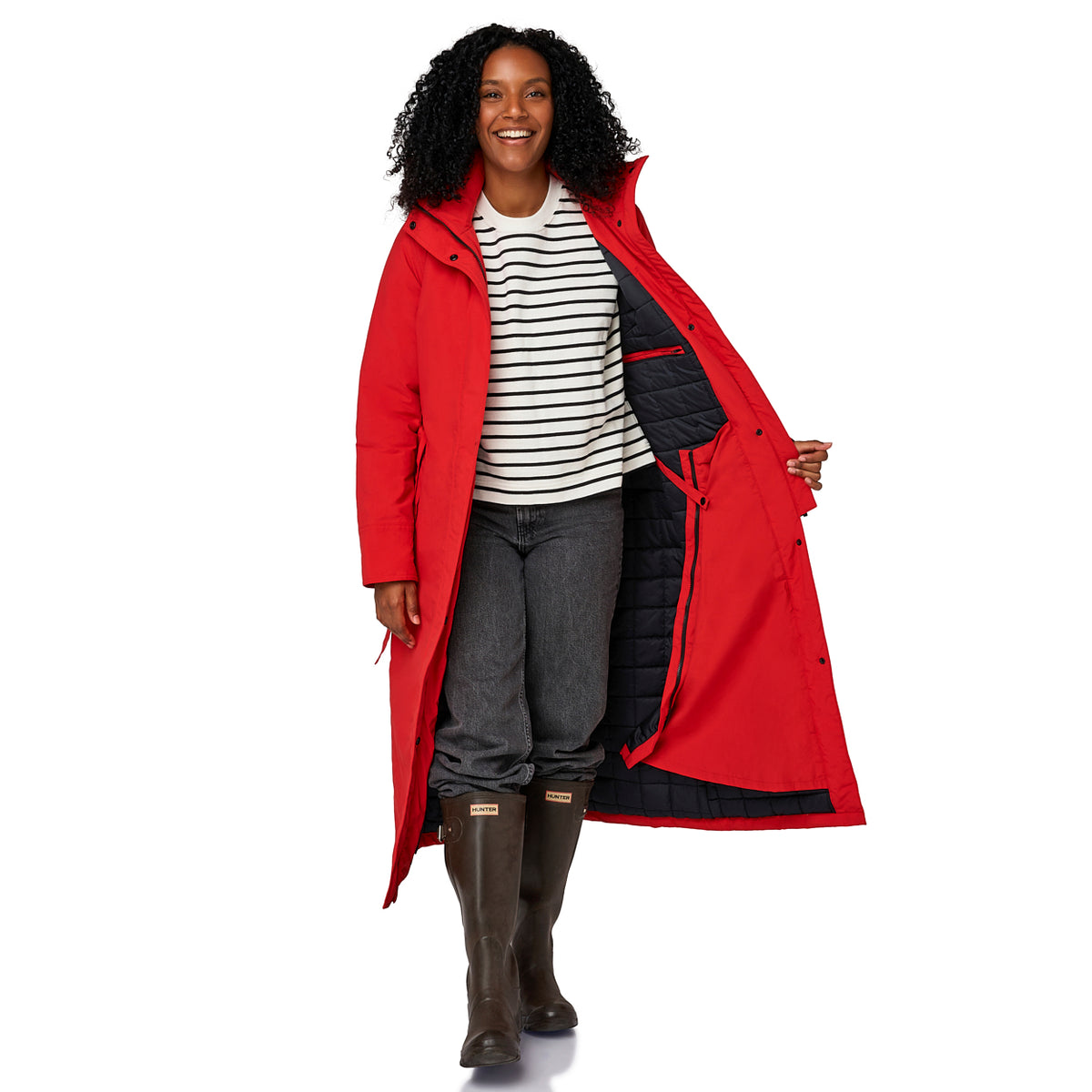 Happy Rainy Days Toronto Rood gewatteerde regenjas voor dames